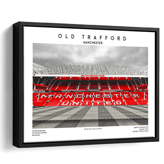 Old Trafford Print, Man Utd Stadium Print, Premier League Football Wall Art For Fans, Framed Canvas Print Wall Art