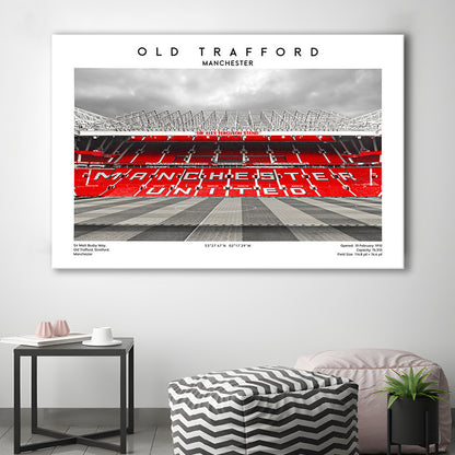 Old Trafford Print, Man Utd Stadium Print, Premier League Football Wall Art For Fans, Canvas Print Wall Art, Man Cave Gift