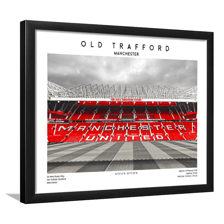 Old Trafford Print, Man Utd Stadium Print, Premier League Football Wall Art For Fans, Framed Art Print Wall Decor