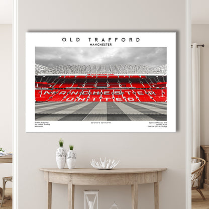 Old Trafford Print, Man Utd Stadium Print, Premier League Football Wall Art For Fans, Canvas Print Wall Art, Man Cave Gift