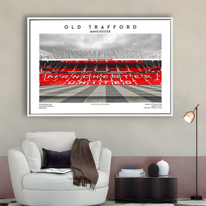 Old Trafford Print, Man Utd Stadium Print, Premier League Football Wall Art For Fans, Framed Canvas Print Wall Art