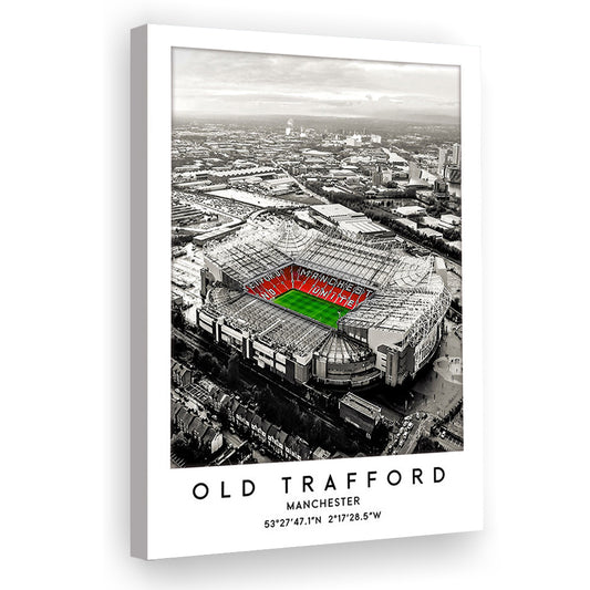 Old Trafford Stadium Print, Man Utd Football Stadium, Soccer Wall Art, Canvas Prints Wall Art, Man Cave Decor