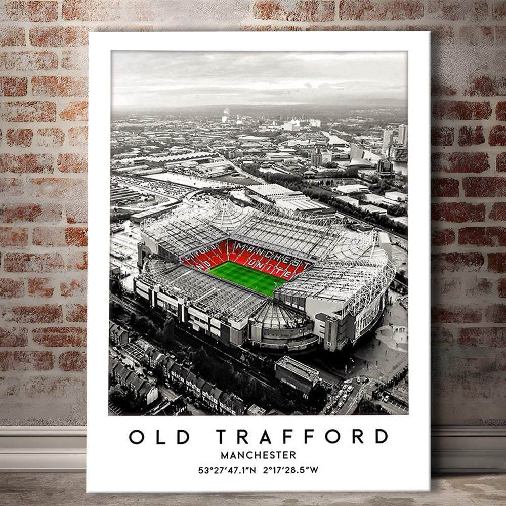 Old Trafford Stadium Print, Man Utd Football Stadium, Soccer Wall Art, Canvas Prints Wall Art, Man Cave Decor