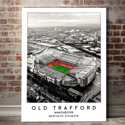 Old Trafford Stadium Print, Man Utd Football Stadium, Soccer Wall Art, Canvas Prints Wall Art, Man Cave Decor