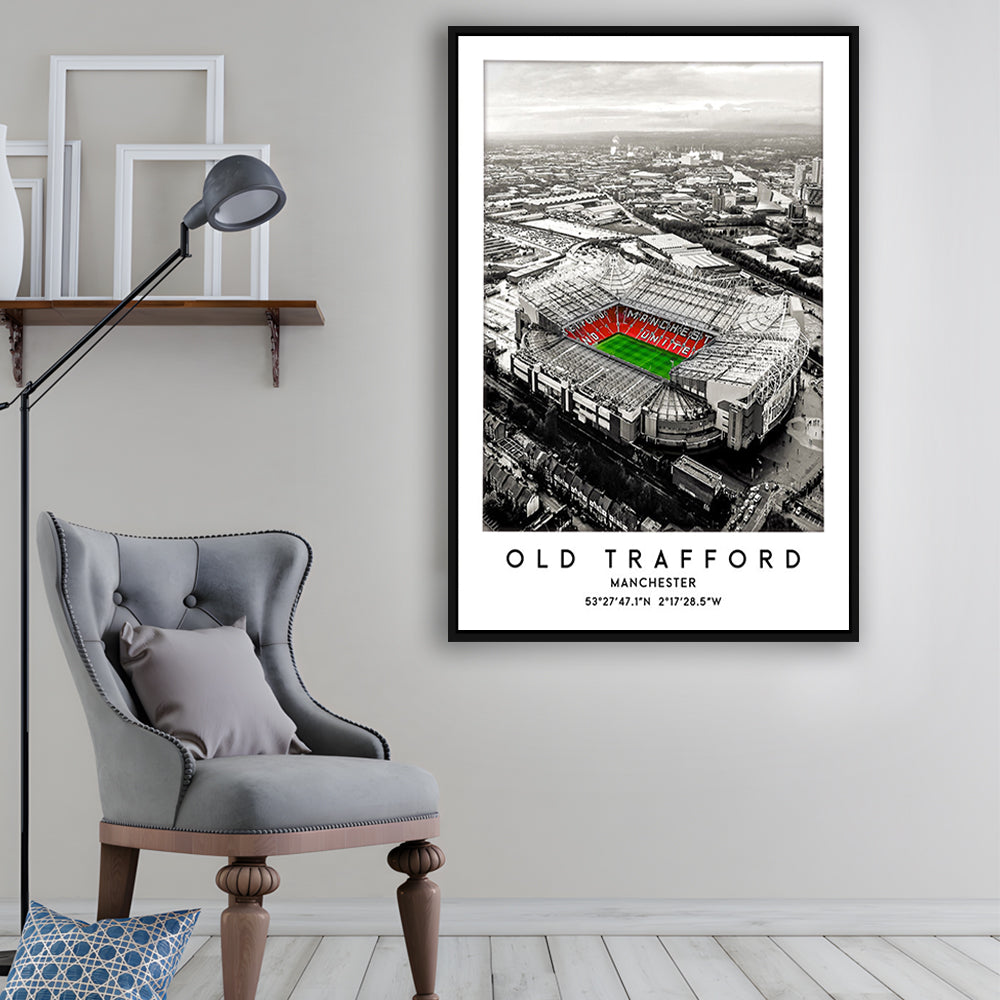 Old Trafford Stadium Print, Man Utd Football Stadium, Soccer Wall Art, Framed Canvas Prints Wall Art