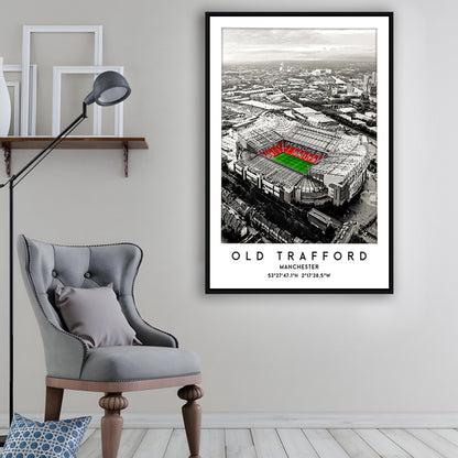 Old Trafford Stadium Print, Man Utd Football Stadium, Soccer Wall Art, Framed Canvas Prints Wall Art