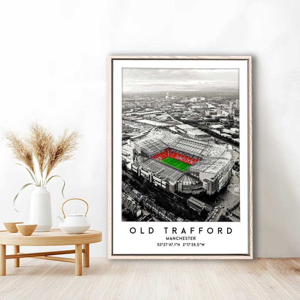 Old Trafford Stadium Print, Man Utd Football Stadium, Soccer Wall Art, Framed Canvas Prints Wall Art