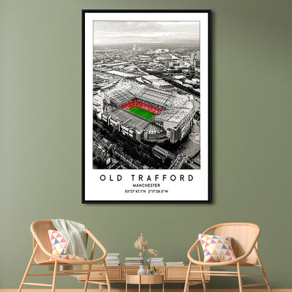 Old Trafford Stadium Print, Man Utd Football Stadium, Soccer Wall Art, Framed Canvas Prints Wall Art