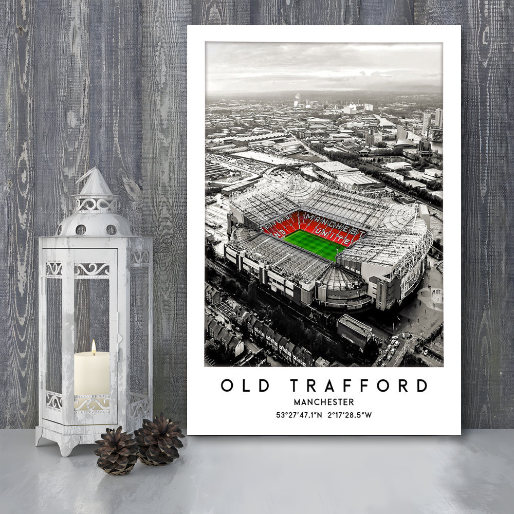 Old Trafford Stadium Print, Man Utd Football Stadium, Soccer Wall Art, Canvas Prints Wall Art, Man Cave Decor