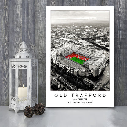 Old Trafford Stadium Print, Man Utd Football Stadium, Soccer Wall Art, Canvas Prints Wall Art, Man Cave Decor