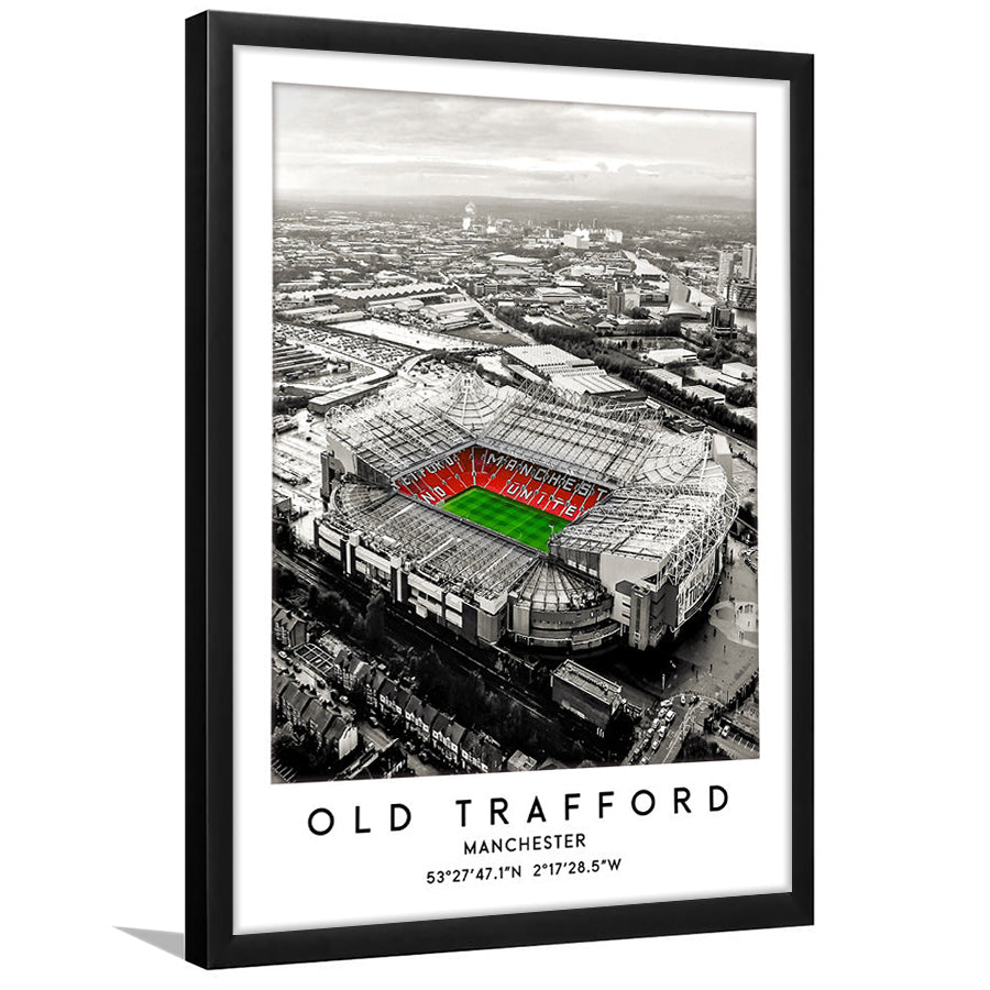 Old Trafford Stadium Print, Man Utd Football Stadium, Soccer Wall Art, Framed Art Prints Wall Decor