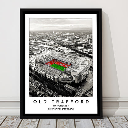 Old Trafford Stadium Print, Man Utd Football Stadium, Soccer Wall Art, Framed Canvas Prints Wall Art