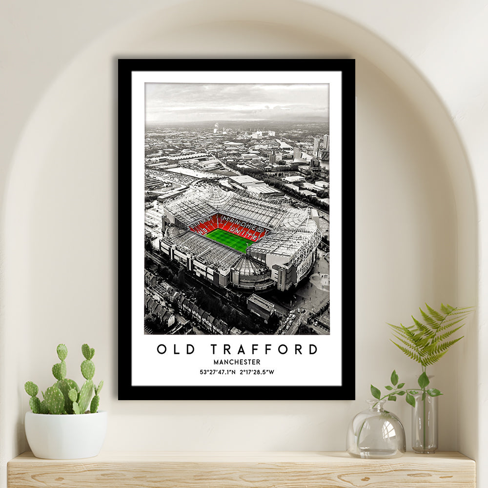 Old Trafford Stadium Print, Man Utd Football Stadium, Soccer Wall Art, Framed Art Prints Wall Decor
