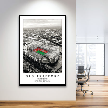 Old Trafford Stadium Print, Man Utd Football Stadium, Soccer Wall Art, Framed Art Prints Wall Decor