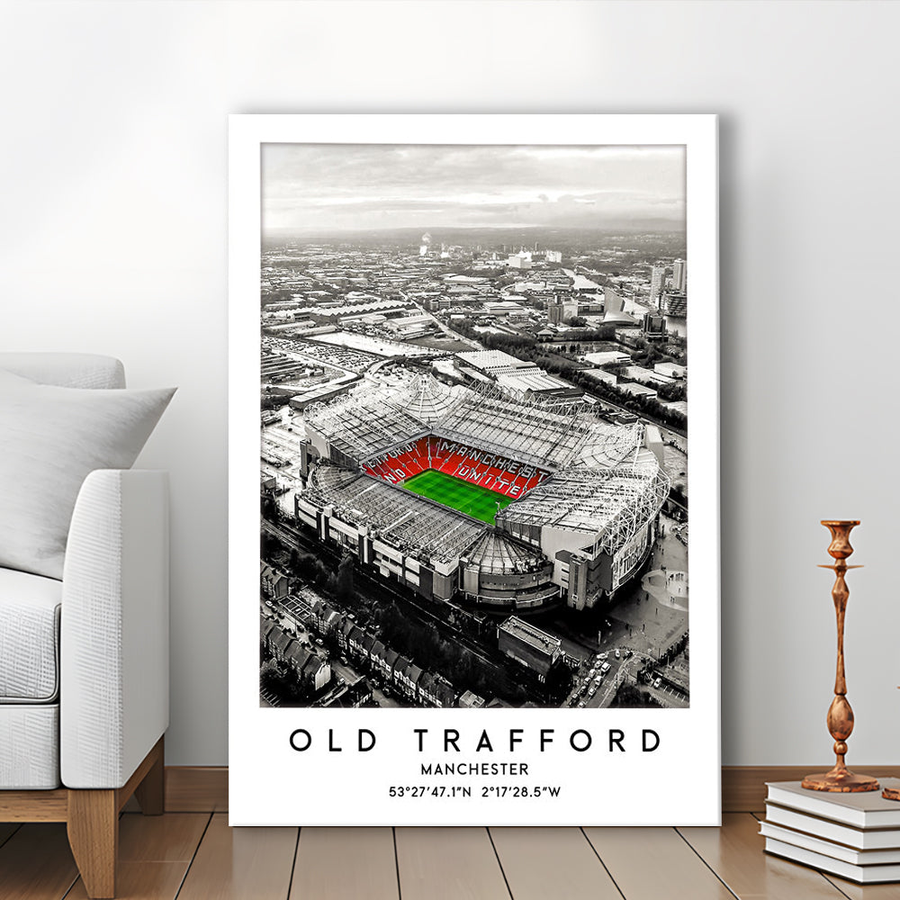Old Trafford Stadium Print, Man Utd Football Stadium, Soccer Wall Art, Canvas Prints Wall Art, Man Cave Decor