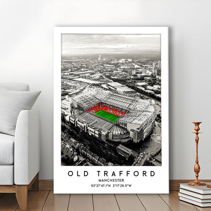 Old Trafford Stadium Print, Man Utd Football Stadium, Soccer Wall Art, Canvas Prints Wall Art, Man Cave Decor