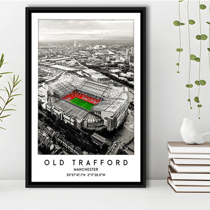 Old Trafford Stadium Print, Man Utd Football Stadium, Soccer Wall Art, Framed Canvas Prints Wall Art