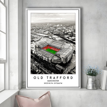 Old Trafford Stadium Print, Man Utd Football Stadium, Soccer Wall Art, Framed Canvas Prints Wall Art