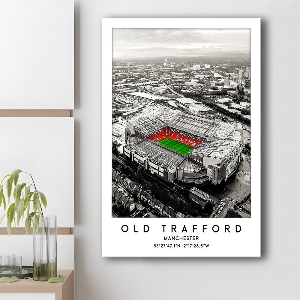 Old Trafford Stadium Print, Man Utd Football Stadium, Soccer Wall Art, Canvas Prints Wall Art, Man Cave Decor