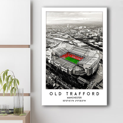Old Trafford Stadium Print, Man Utd Football Stadium, Soccer Wall Art, Canvas Prints Wall Art, Man Cave Decor