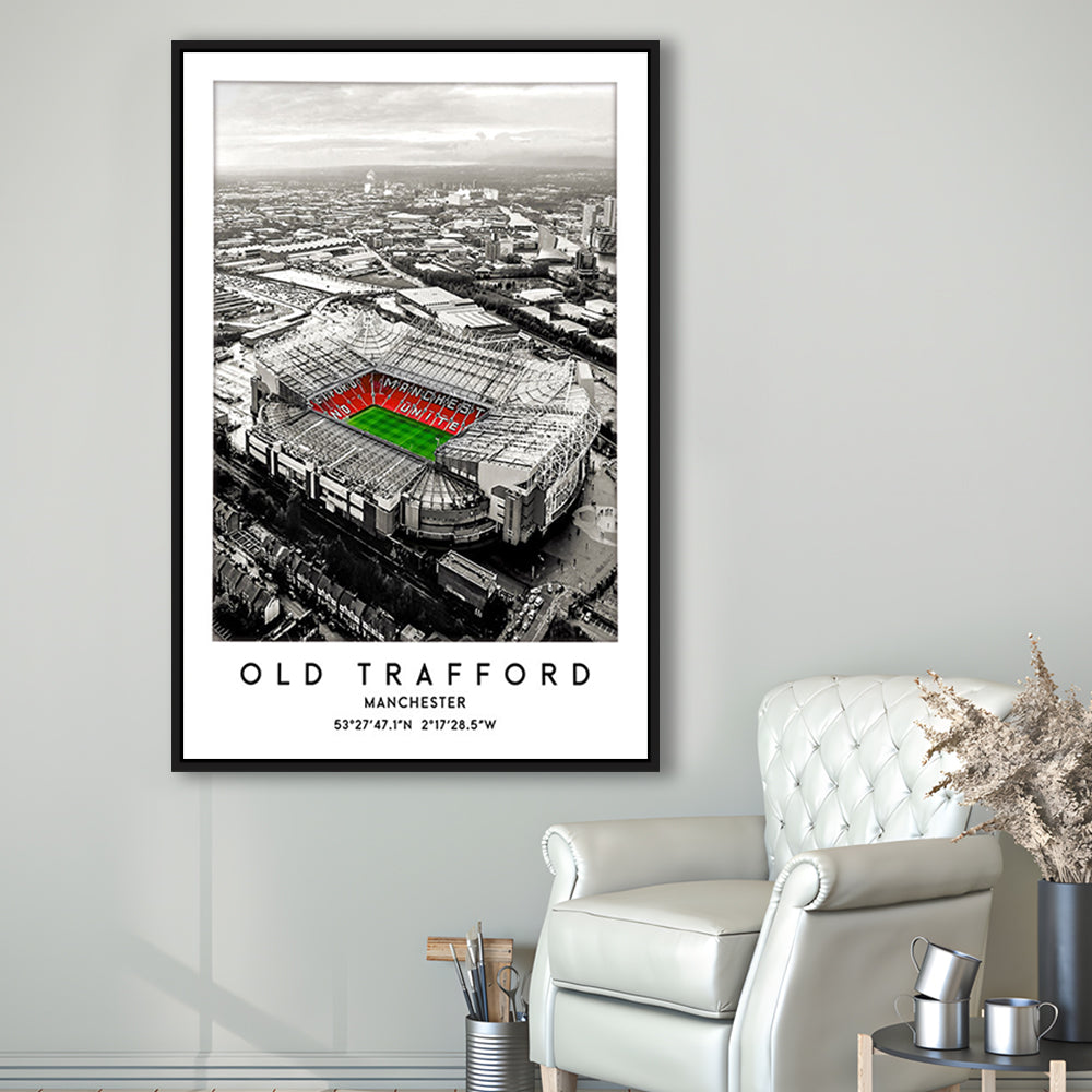 Old Trafford Stadium Print, Man Utd Football Stadium, Soccer Wall Art, Framed Canvas Prints Wall Art