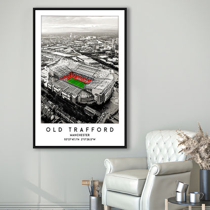 Old Trafford Stadium Print, Man Utd Football Stadium, Soccer Wall Art, Framed Canvas Prints Wall Art