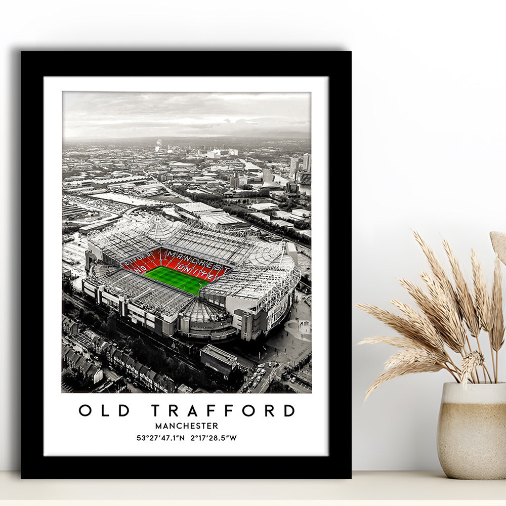 Old Trafford Stadium Print, Man Utd Football Stadium, Soccer Wall Art, Framed Art Prints Wall Decor
