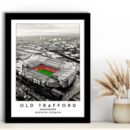 Old Trafford Stadium Print, Man Utd Football Stadium, Soccer Wall Art, Framed Art Prints Wall Decor