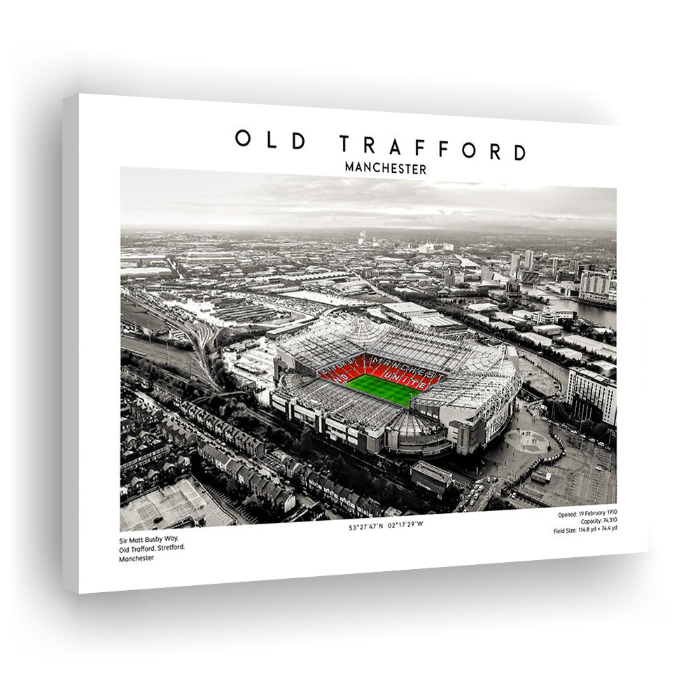 Old Trafford Wall Art, Man Utd Stadium Print, Premier League Football Print For Fans, Canvas Print Wall Art, Man Cave Gift