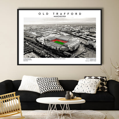 Old Trafford Wall Art, Man Utd Stadium Print, Premier League Football Print For Fans, Framed Canvas Print Wall Art