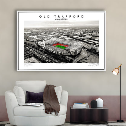 Old Trafford Wall Art, Man Utd Stadium Print, Premier League Football Print For Fans, Framed Canvas Print Wall Art