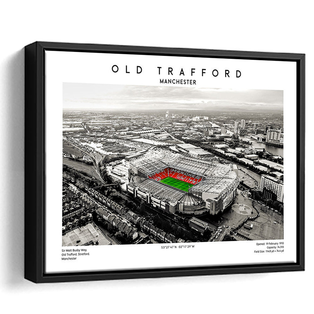 Old Trafford Wall Art, Man Utd Stadium Print, Premier League Football Print For Fans, Framed Canvas Print Wall Art