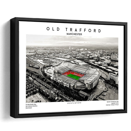 Old Trafford Wall Art, Man Utd Stadium Print, Premier League Football Print For Fans, Framed Canvas Print Wall Art
