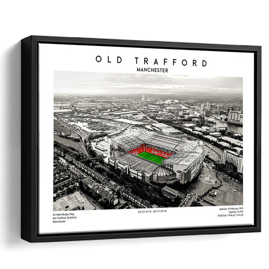 Old Trafford Wall Art, Man Utd Stadium Print, Premier League Football Print For Fans, Framed Canvas Print Wall Art