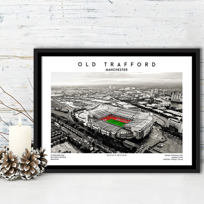 Old Trafford Wall Art, Man Utd Stadium Print, Premier League Football Print For Fans, Framed Canvas Print Wall Art