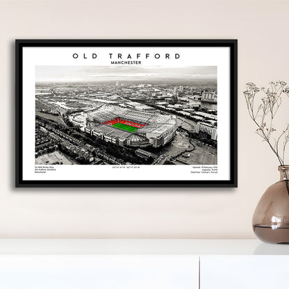 Old Trafford Wall Art, Man Utd Stadium Print, Premier League Football Print For Fans, Framed Canvas Print Wall Art