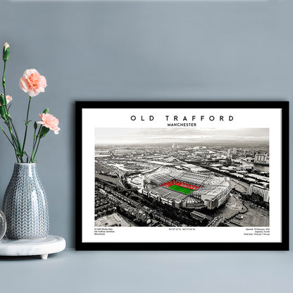 Old Trafford Wall Art, Man Utd Stadium Print, Premier League Football Print For Fans, Framed Art Print Wall Decor