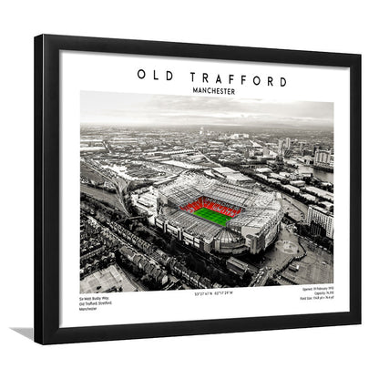 Old Trafford Wall Art, Man Utd Stadium Print, Premier League Football Print For Fans, Framed Art Print Wall Decor