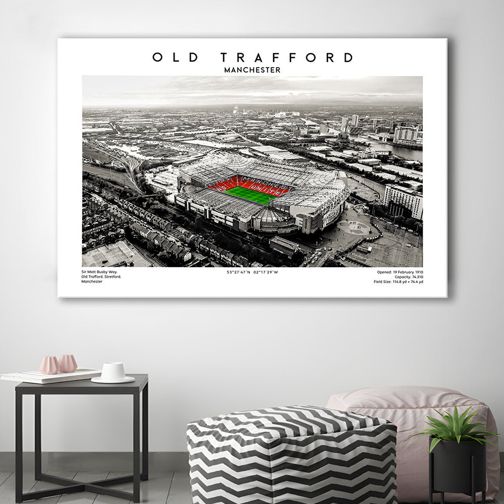 Old Trafford Wall Art, Man Utd Stadium Print, Premier League Football Print For Fans, Canvas Print Wall Art, Man Cave Gift