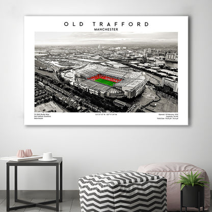 Old Trafford Wall Art, Man Utd Stadium Print, Premier League Football Print For Fans, Canvas Print Wall Art, Man Cave Gift