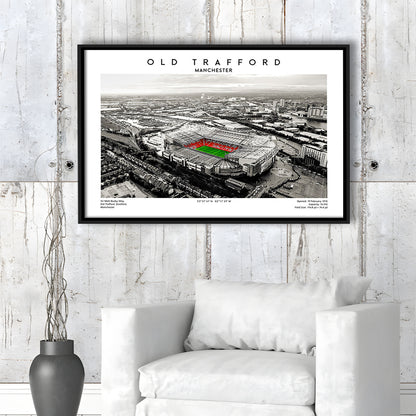 Old Trafford Wall Art, Man Utd Stadium Print, Premier League Football Print For Fans, Framed Canvas Print Wall Art