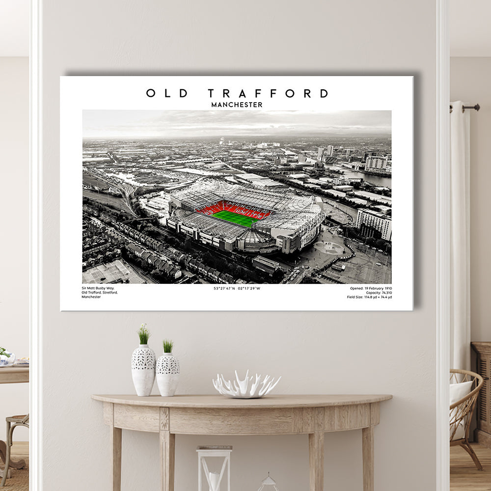 Old Trafford Wall Art, Man Utd Stadium Print, Premier League Football Print For Fans, Canvas Print Wall Art, Man Cave Gift