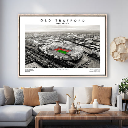 Old Trafford Wall Art, Man Utd Stadium Print, Premier League Football Print For Fans, Framed Canvas Print Wall Art