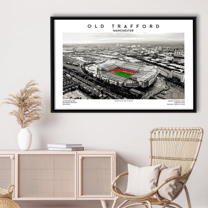 Old Trafford Wall Art, Man Utd Stadium Print, Premier League Football Print For Fans, Framed Canvas Print Wall Art