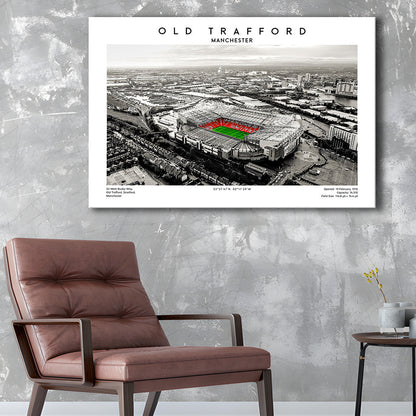 Old Trafford Wall Art, Man Utd Stadium Print, Premier League Football Print For Fans, Canvas Print Wall Art, Man Cave Gift