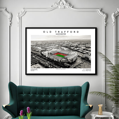 Old Trafford Wall Art, Man Utd Stadium Print, Premier League Football Print For Fans, Framed Art Print Wall Decor
