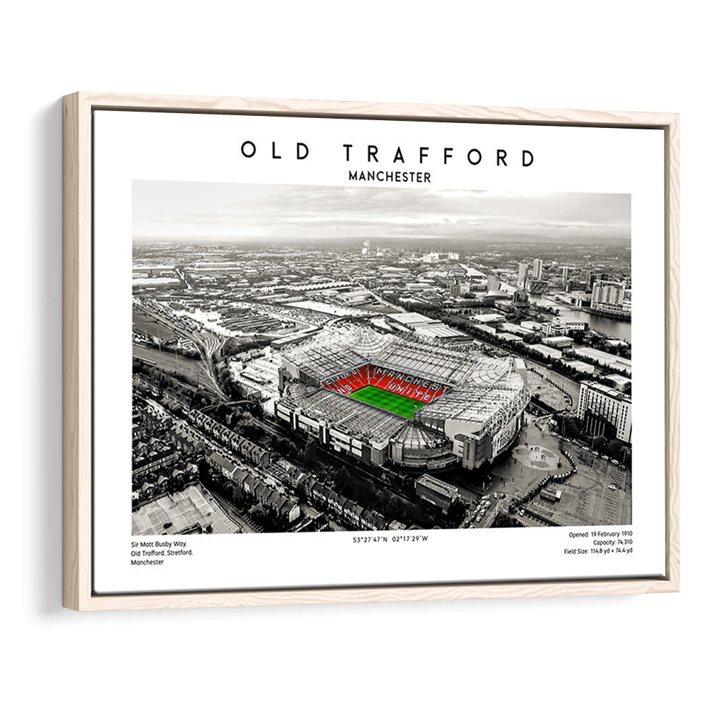 Old Trafford Wall Art, Man Utd Stadium Print, Premier League Football Print For Fans, Framed Canvas Print Wall Art