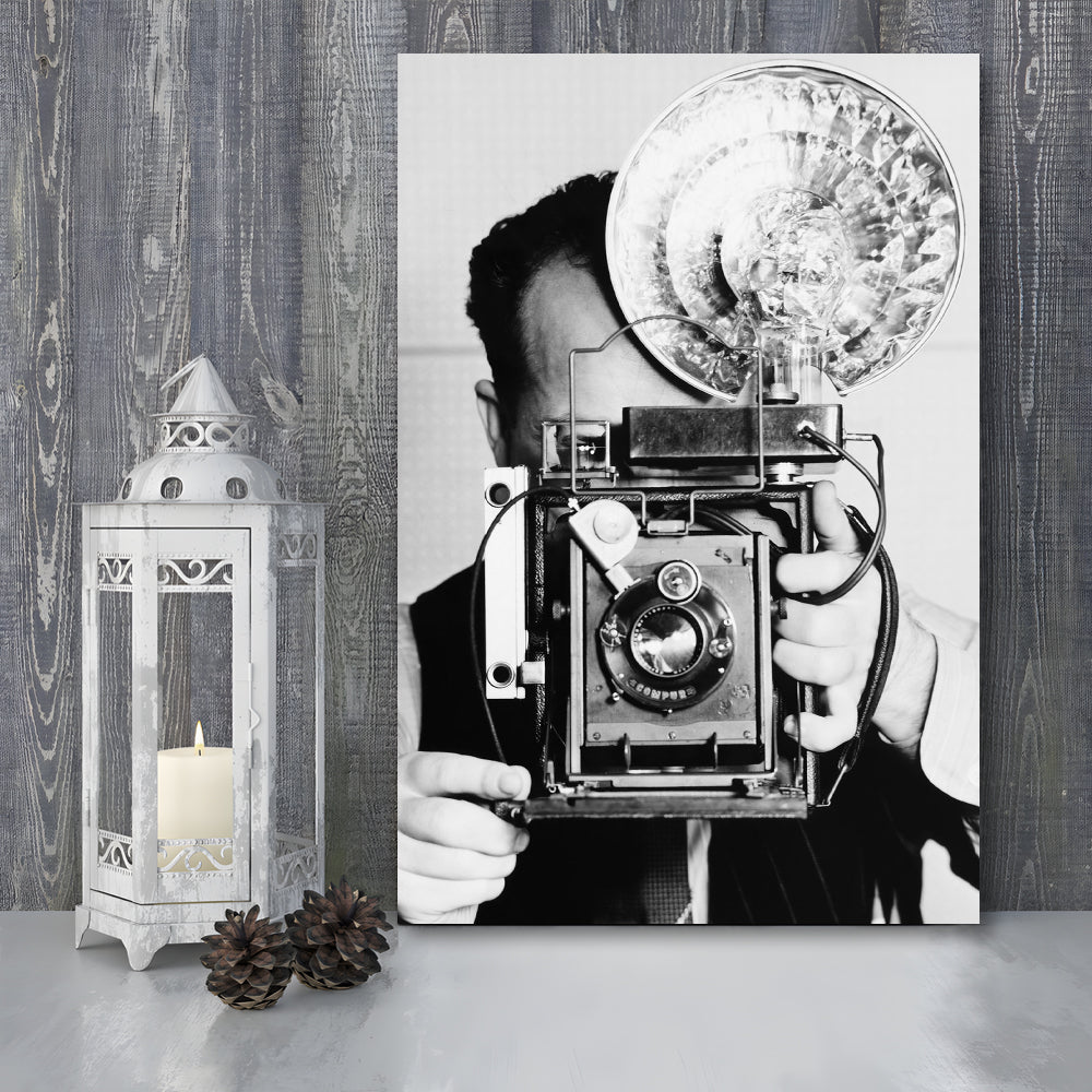 Old Vintage Camera Retro Black and White Art Photography Prints, Canvas Print Wall Art