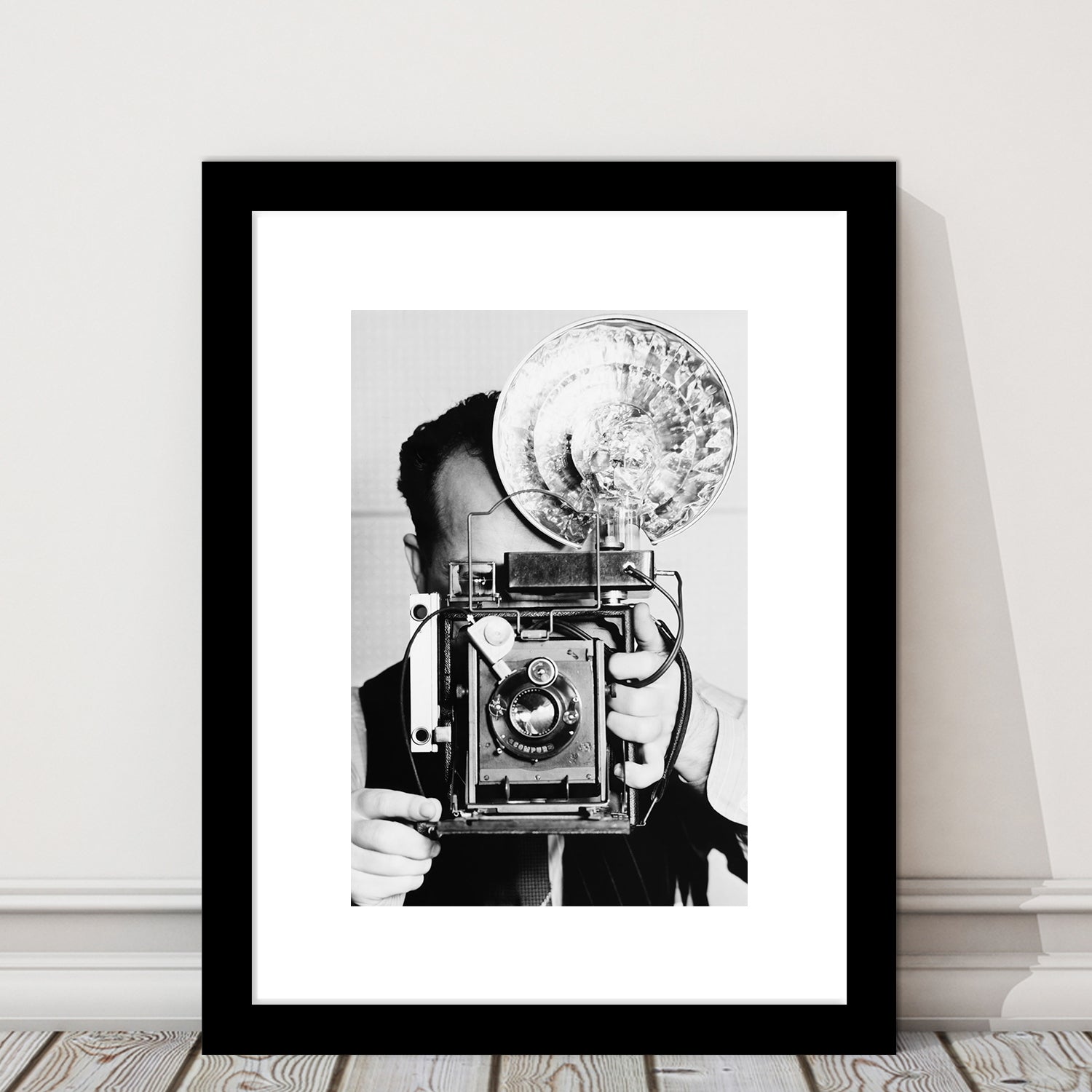Old Vintage Camera Retro Photography Black and White Art Photography Prints, Framed Art Print White Border Wall Decor