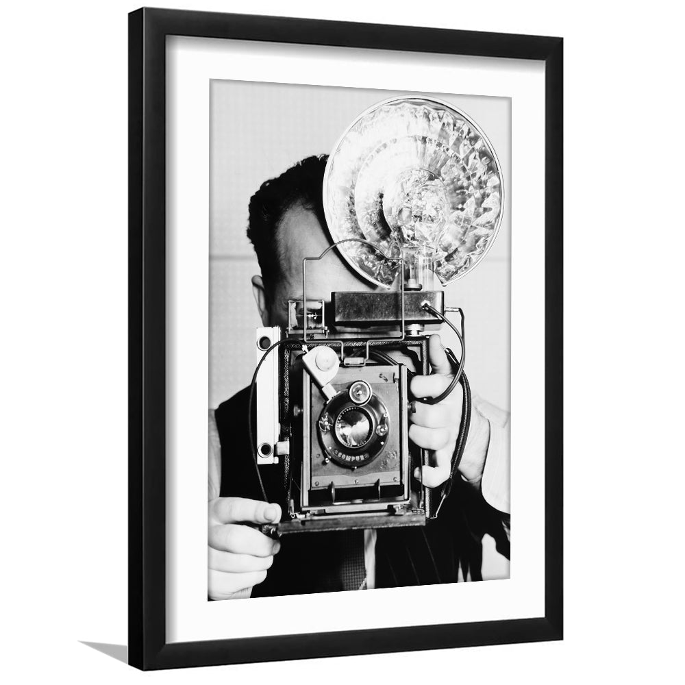 Old Vintage Camera Retro Photography Black and White Art Photography Prints, Framed Art Print White Border Wall Decor